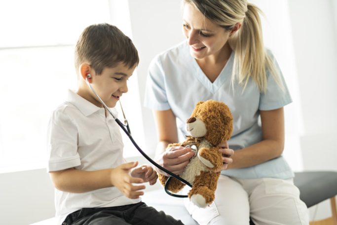 Boy and nurse